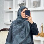 Sarmaşık Desen Pamuk İpek Şal -41200- Siyah