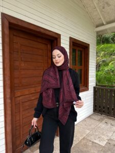 Touch İthal Pamuk İpek Şal 63454 - Koyu Bordo