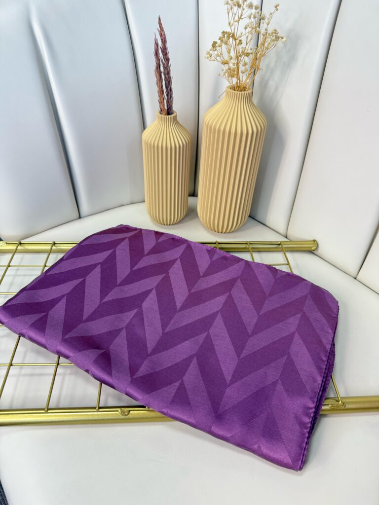 Eğimli Baklava Desen İpeksi Jakar Şal - 741256 - Lavanta