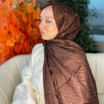 İthal Fendi Pamuk Yün İpek Şal 49101 - Acı Kahve