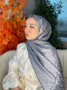 İthal Fendi Pamuk Yün İpek Şal 49101 - Füme