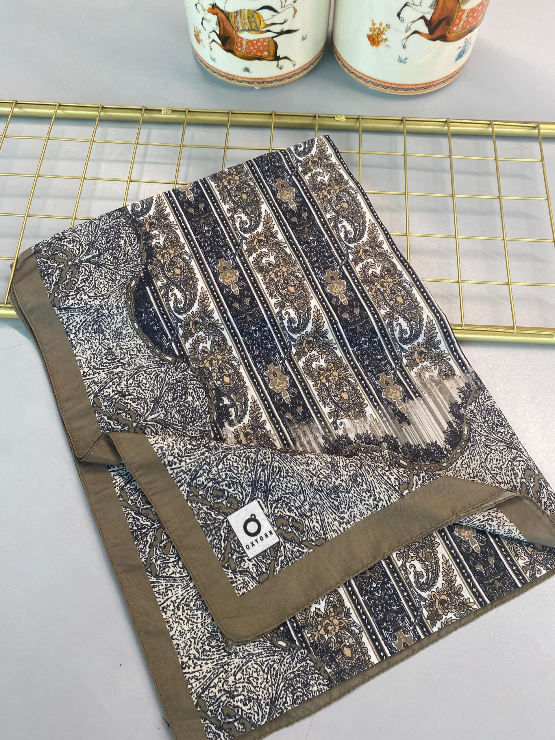 Etro Desen Pamuk İpek Şal 49733 - Caramel Camel