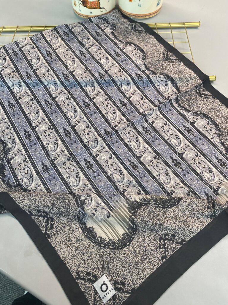 Etro Desen Pamuk İpek Şal 49733 -Gece Siyahı