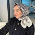 Retro Desen Pamuk Soft Eşarp 27092 - Krem