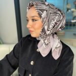 Retro Desen Pamuk Soft Eşarp 27092 - Pudra