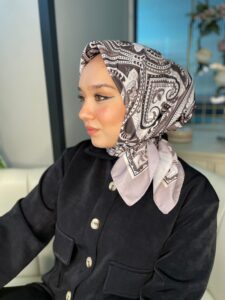 Retro Desen Pamuk Soft Eşarp 27092 - Pudra