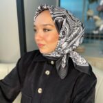 Retro Desen Pamuk Soft Eşarp 27092 - Siyah