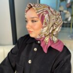 Retro Desen Pamuk Soft Eşarp 27092 - Gül Kurusu