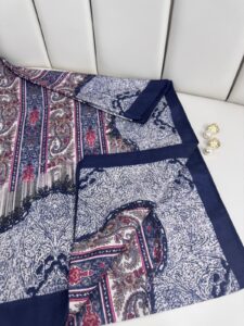 Etro Desen Pamuk İpek Şal 49733 - Gök Mavisi