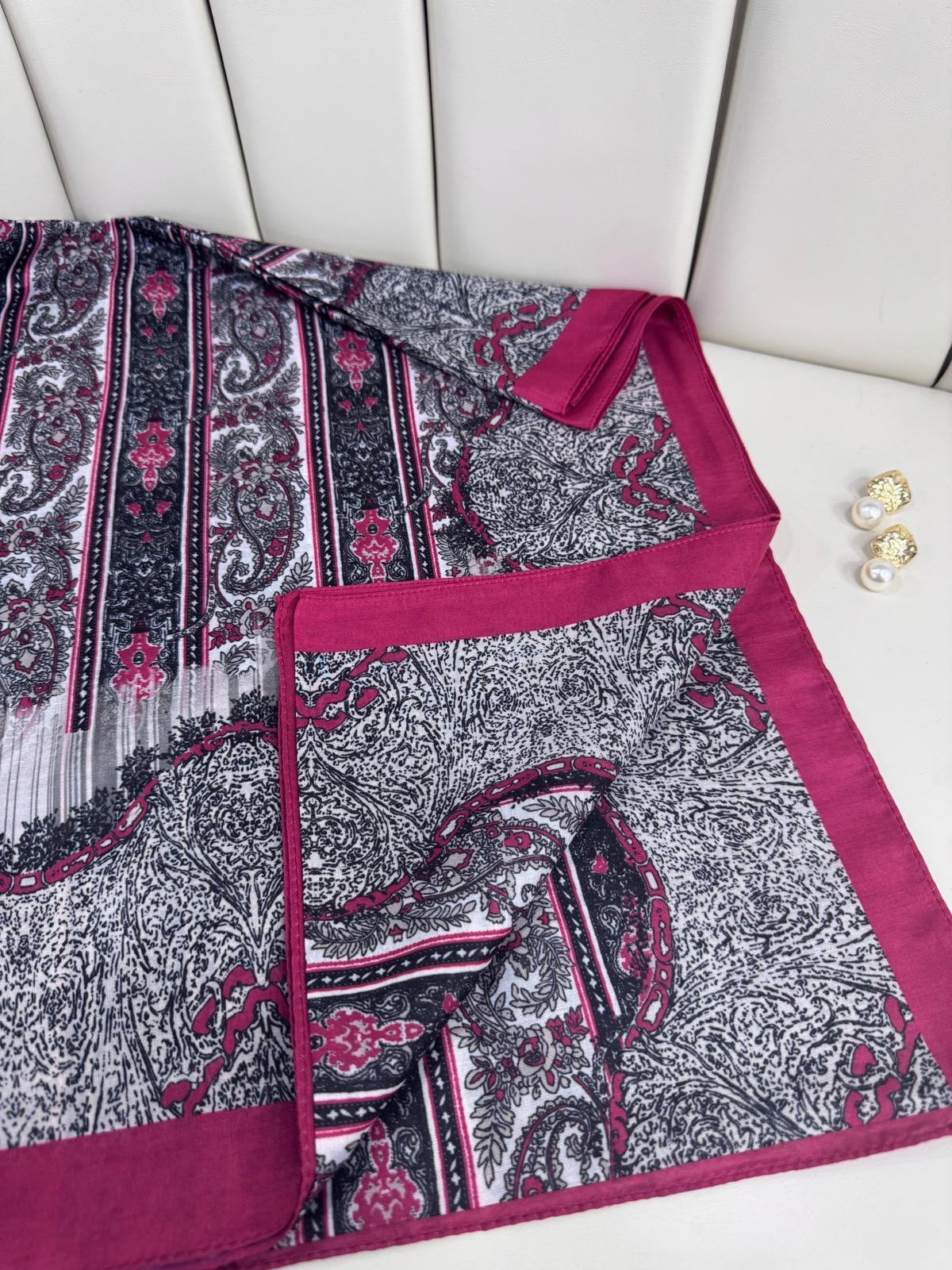 Etro Desen Pamuk İpek Şal 49733 -Pastel Pembe