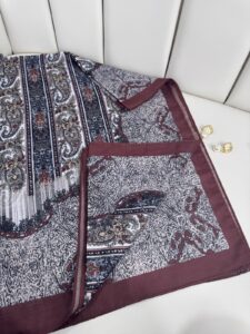 Etro Desen Pamuk İpek Şal 49733 -Gül Mürdümü