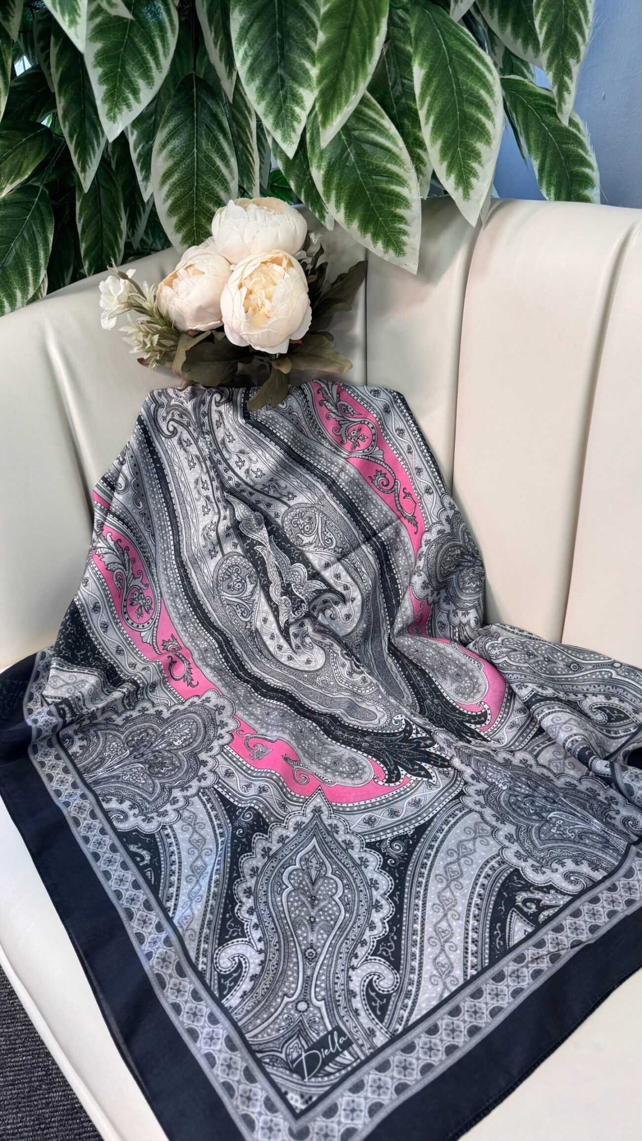 Etro Pamuk İpek Şal -987654- Siyah Pembe