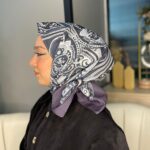 Retro Desen Pamuk Soft Eşarp 27092 -Kurşuni