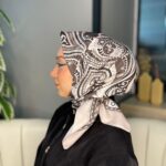 Retro Desen Pamuk Soft Eşarp 27092 - Vanilya