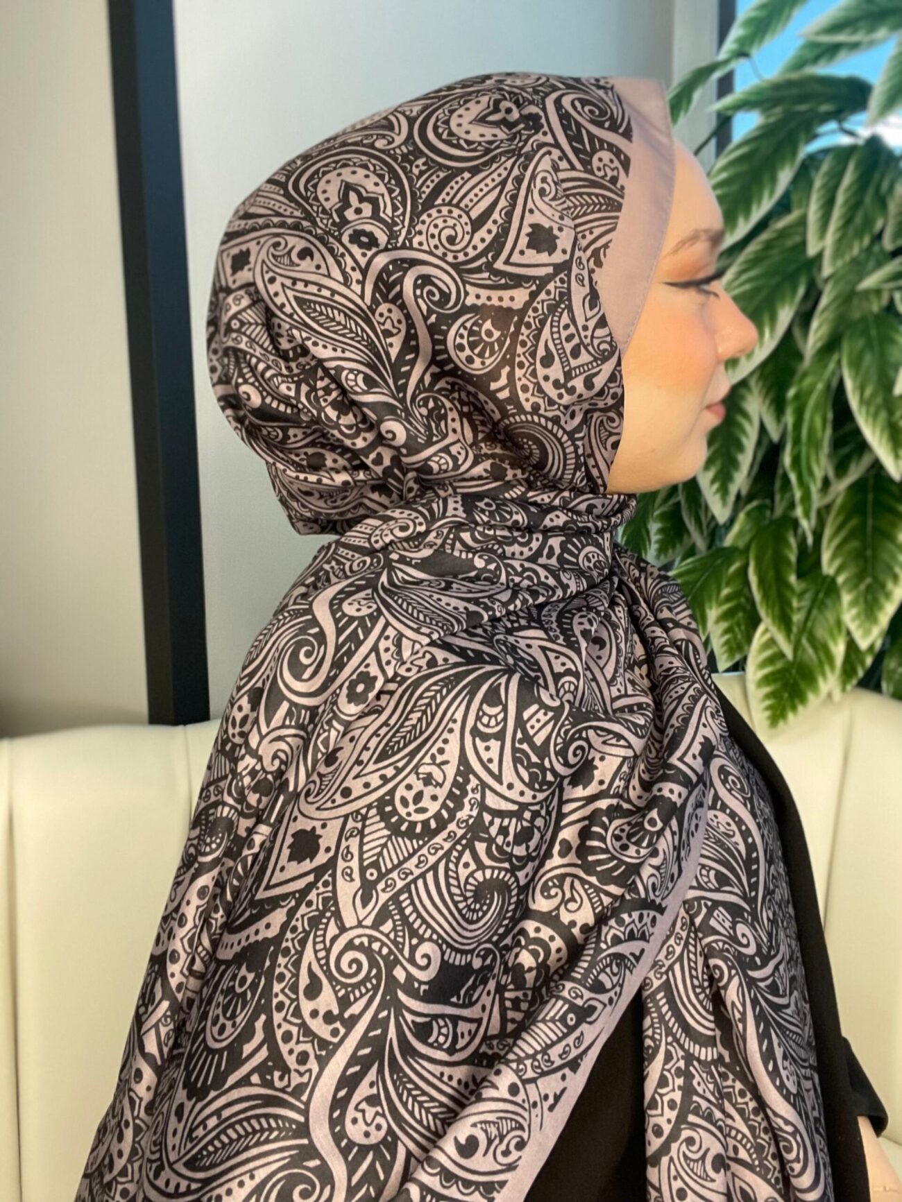 Mandala Desen Pamuk İpeksi Şal -452103- Lila