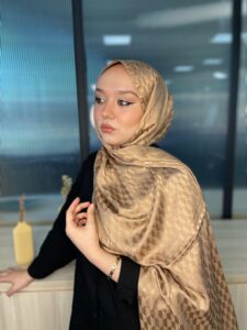 Qoza Desen İpeksi Jakar Şal - Bronz