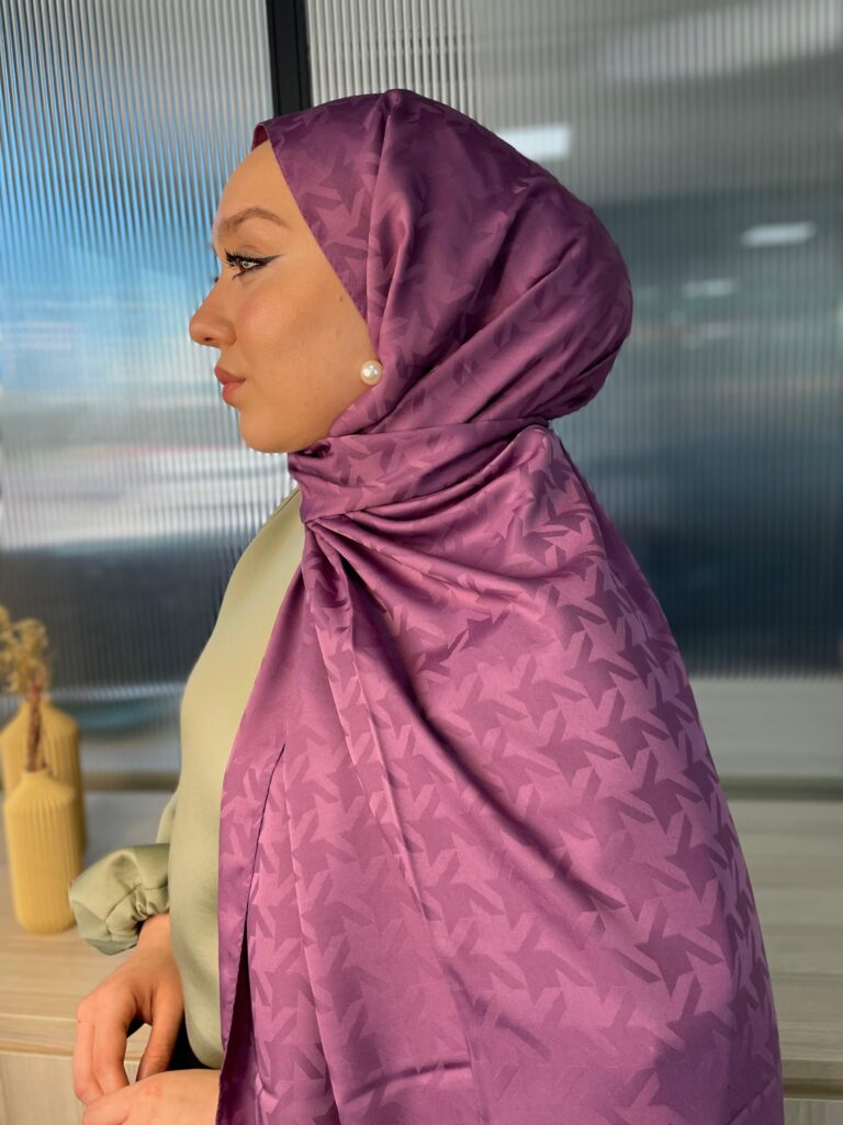 Stilize Kazayağı Desen İpeksi Jakar Şal-75312- Menekşe