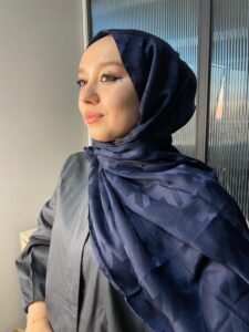 Kabartma Desenli Kazayağı İpeksi Jakar Şal - 52320 - Parlament Mavisi