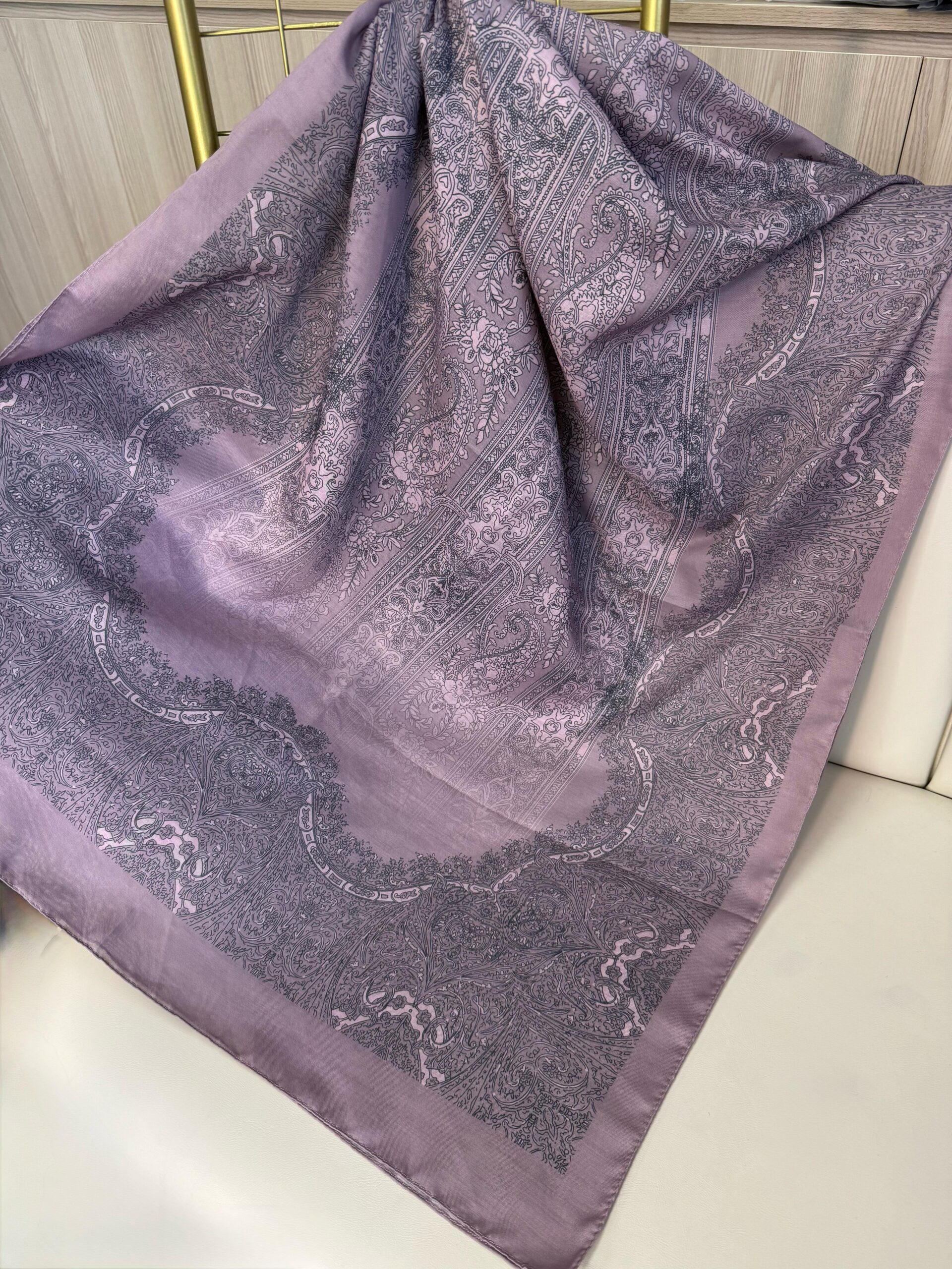 Sarmaşık Desen Pamuk İpek Şal -41200- Eflatun