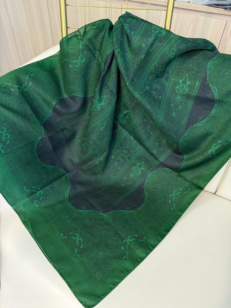 Sarmaşık Desen Pamuk İpek Şal -41200- Zümrüt