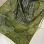 Sarmaşık Desen Pamuk İpek Şal -41200- Yağ Yeşili