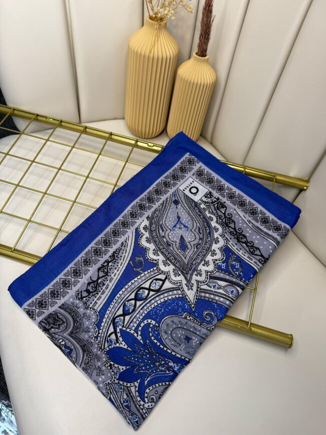 Etro Pamuk İpek Şal -987654-Safir Mavi