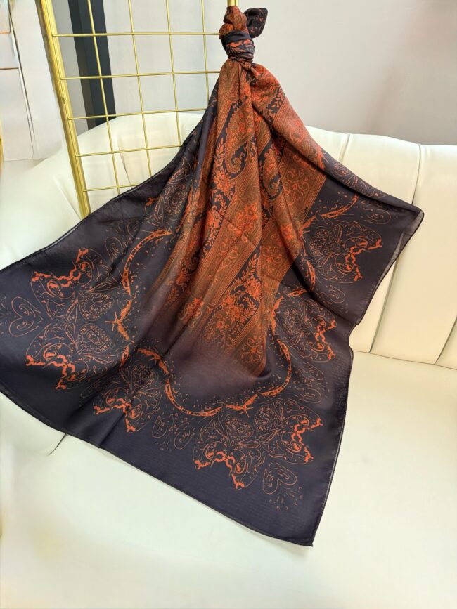 Sarmaşık Desen Pamuk İpek Şal -41200-Balkabağı