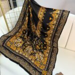 Touch İthal Etnik Desen Yün İpek Şal-34770-Siyah-Balkabağı