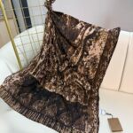 Touch İthal Etnik Desen Yün İpek Şal-34550-Kahve-Bej
