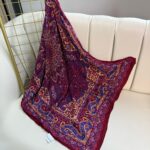 Touch İthal Etnik Desen Yün İpek Şal-34330-Fuşya-Saks