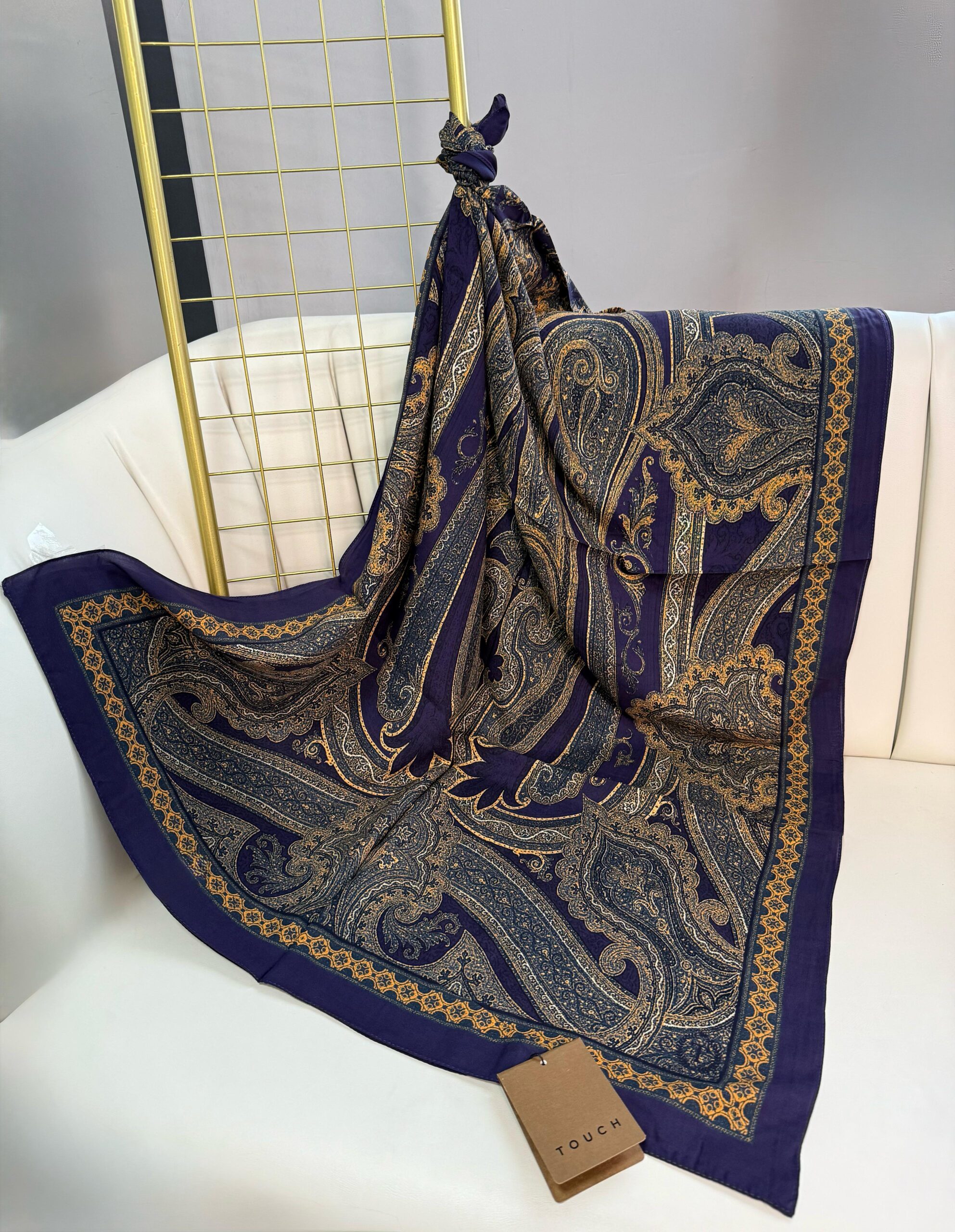 Touch İthal Pamuk İpek Şal-63454-Mor