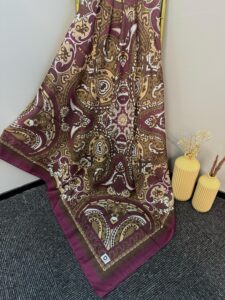 Etro Desen Pamuk Soft Eşarp 27091 - Kahve-Vişne