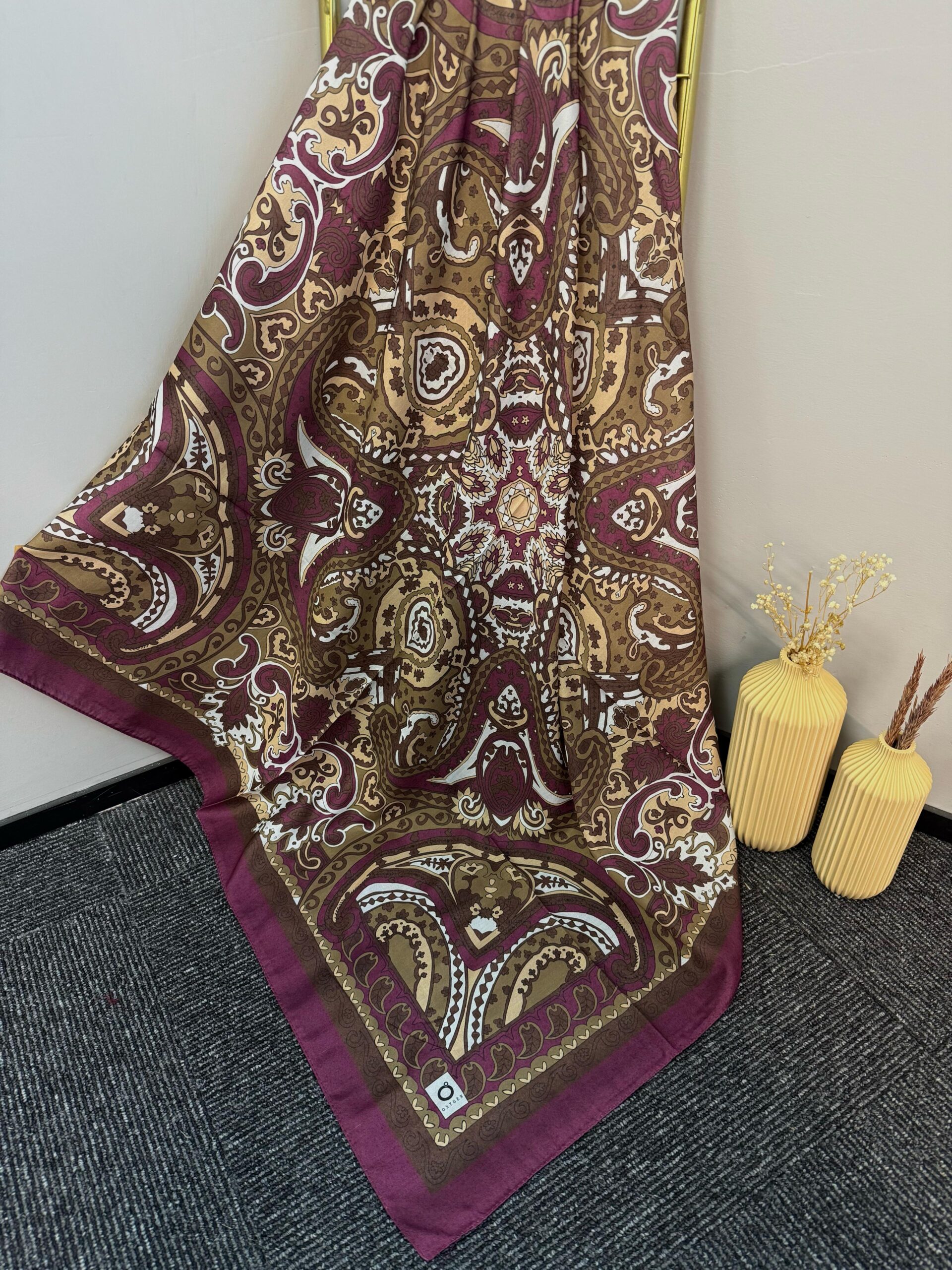 Etro Desen Pamuk Soft Eşarp 27091 - Kahve-Vişne