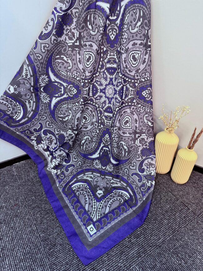 Etro Desen Pamuk Soft Eşarp 27091 - Mor