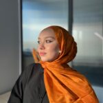 Kabartma Desenli Kazayağı İpeksi Jakar Şal - 52320 -Kiremit