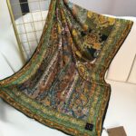 Touch İthal Etnik Desen Yün İpek Şal-35110-Mint-Kiremit