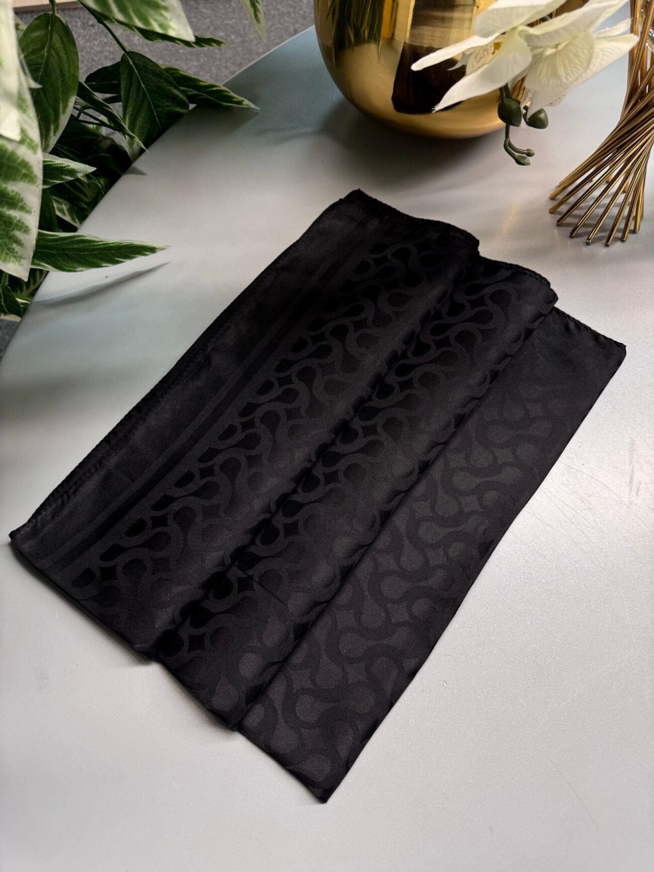 Dolunay Desen İpeksi Jakar Şal-75523- Siyah