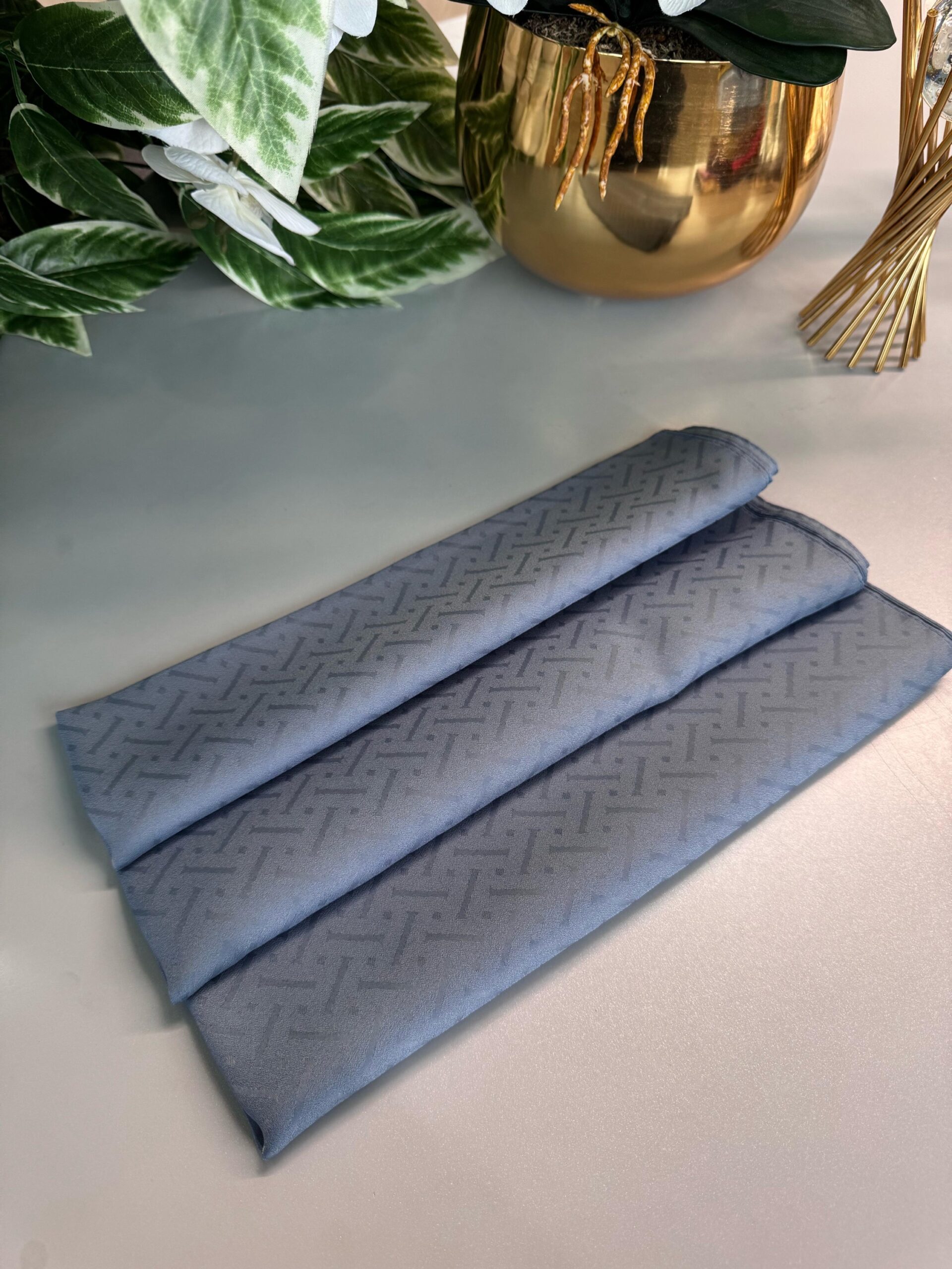 New Desen Pamuk Jakar İpek Şal - 19450 - Turkuaz