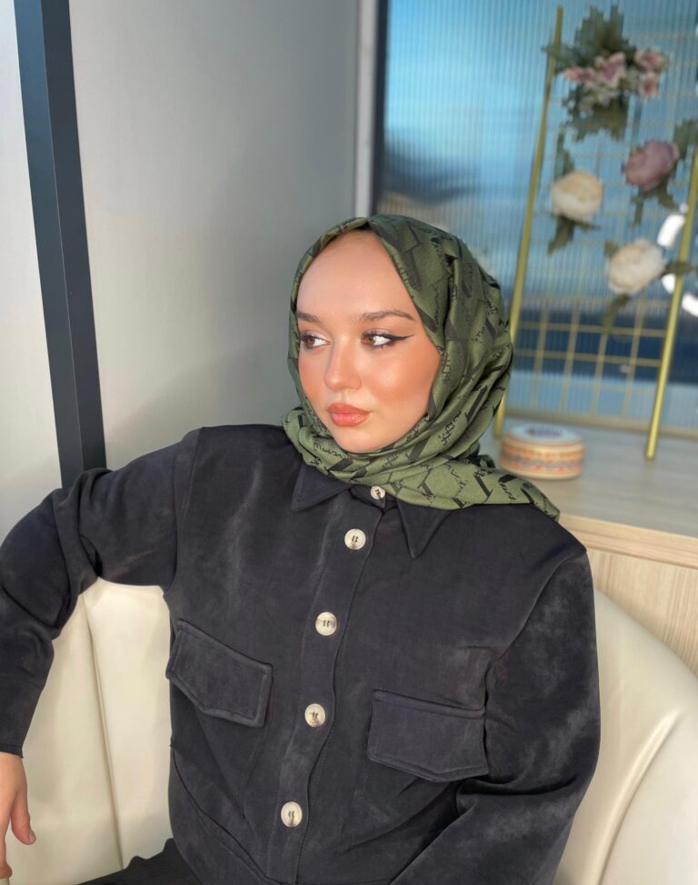 Valentino Çift Taraflı İtalyan Pamuk İpek Şal 44117 - Haki