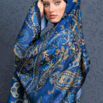 İnci Gecesi Desen Pamuk İpek Şal-10004-GECE MAVİSİ