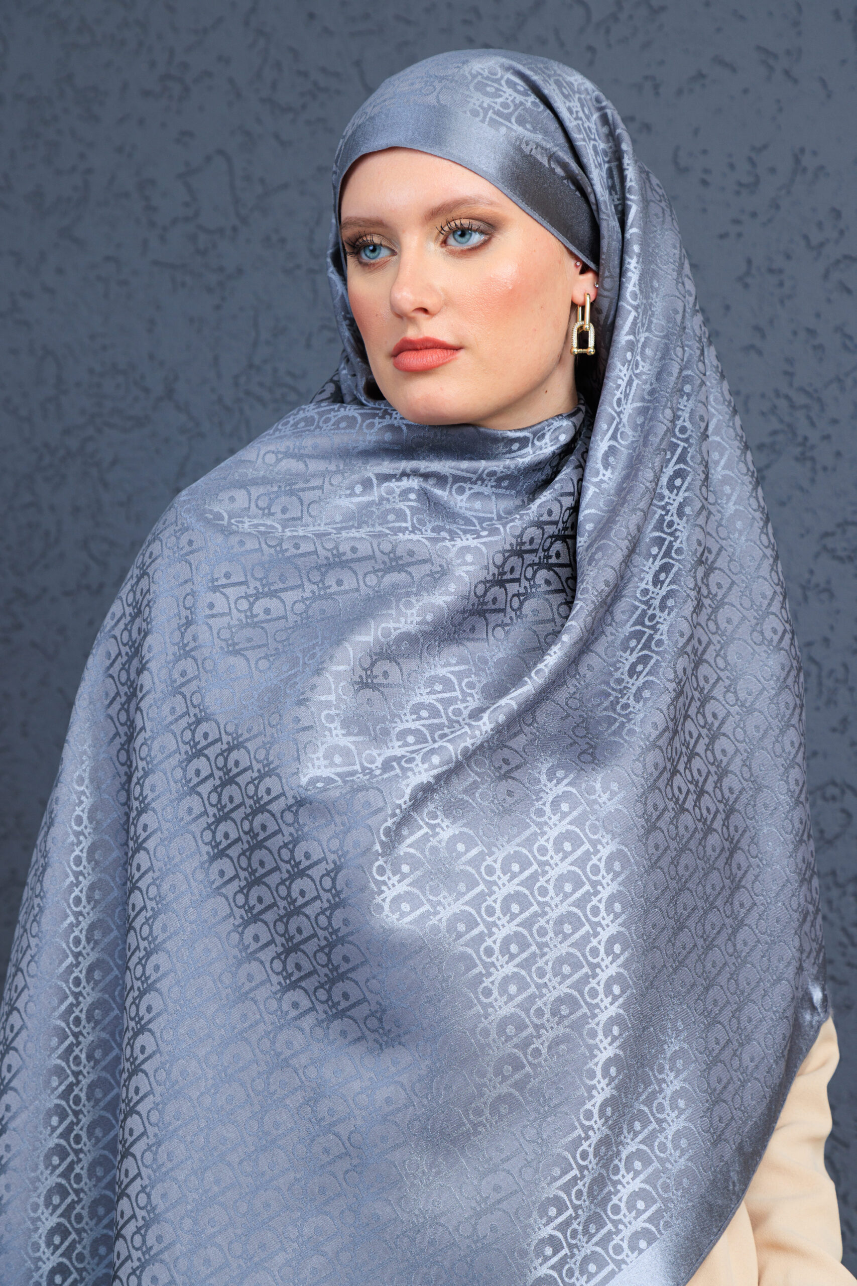 Dior  İthal Yün  İpek Şal Tam Set Kutulu Sertifikalı-Antrasit - Görsel 4