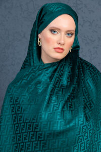 Fendi  İthal Yün  İpek Şal Tam Set Kutulu Sertifikalı-Zümrüt