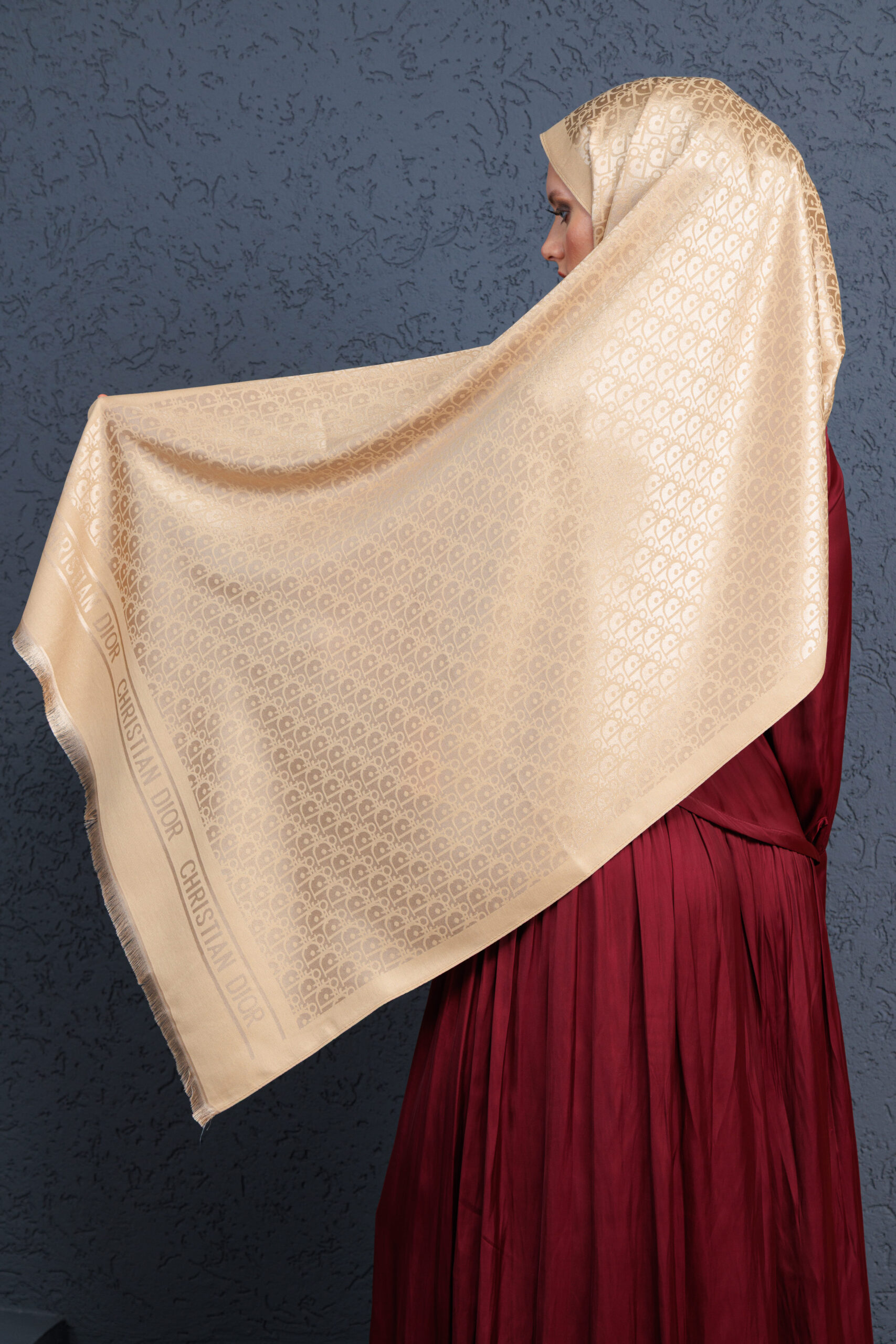 Dior  İthal Yün  İpek Şal Tam Set Kutulu Sertifikalı-Gold - Görsel 3