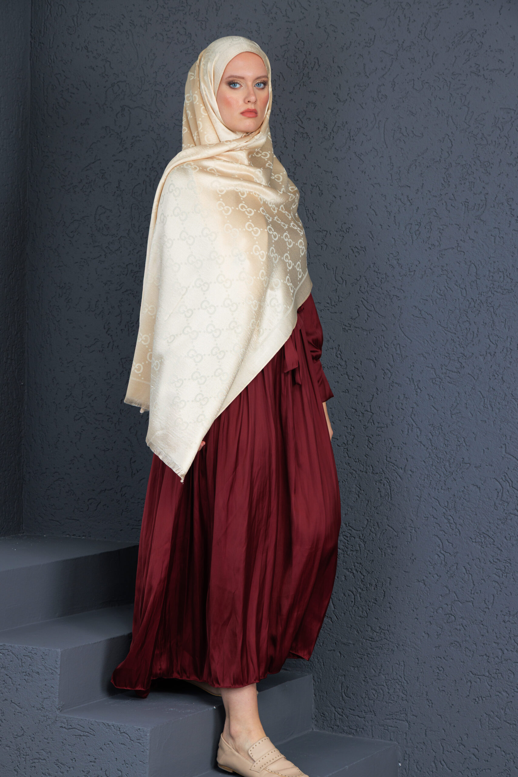 Gucci İthal Yün  İpek Şal Tam Set Kutulu Sertifikalı-Gold - Görsel 4