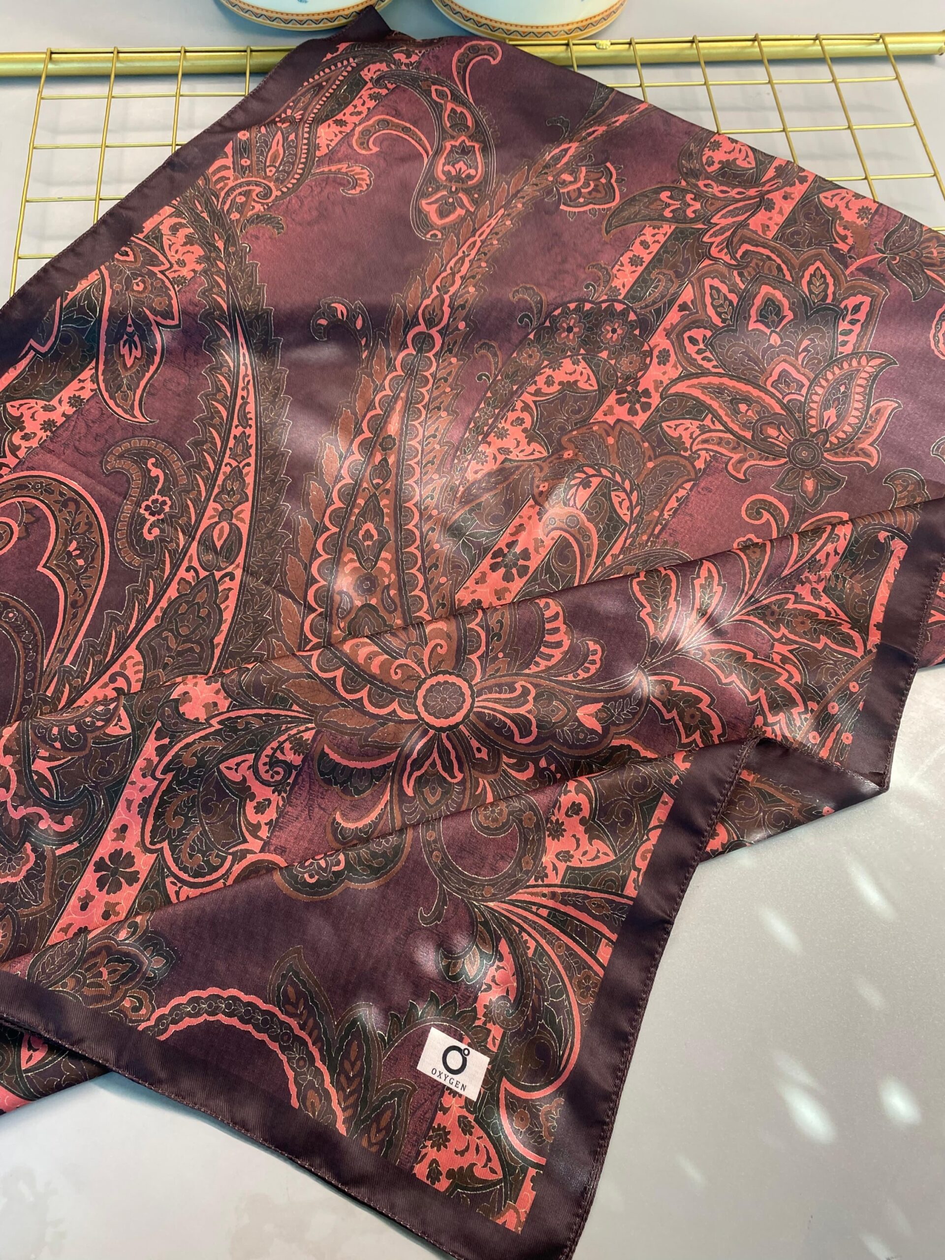 İnci Gecesi Desen Pamuk İpek Şal-10004-GÜL KURUSU