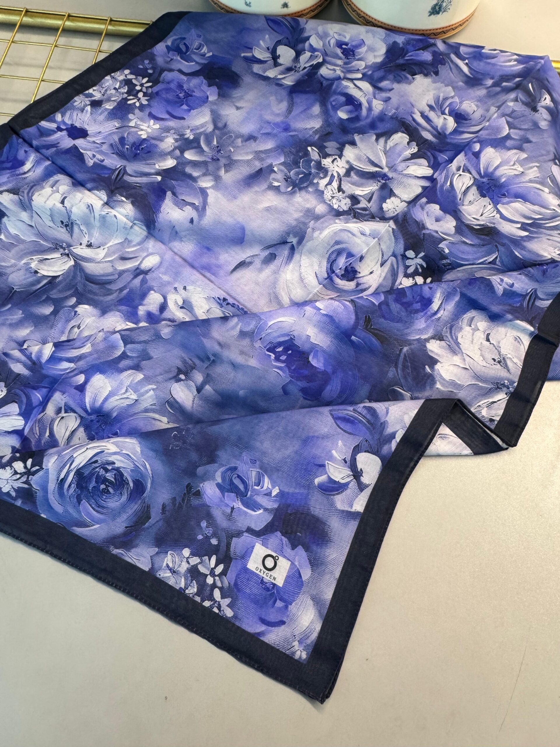 Mystic Bloom Desen Pamuk İpek Şal-Mor