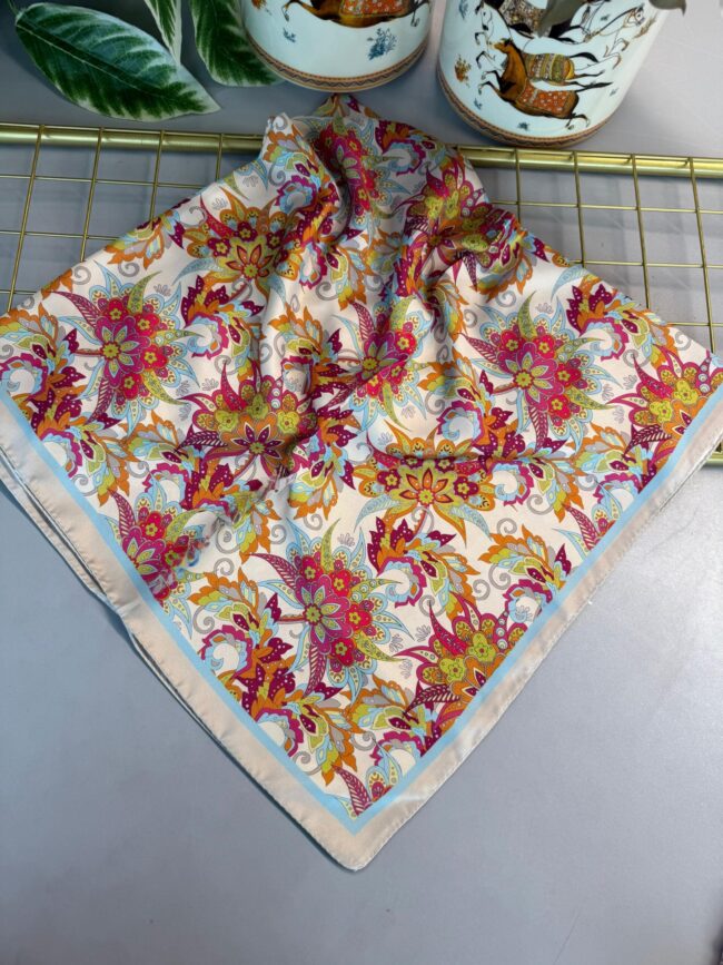 Mimoza Desen Vual İpek Eşarp-6203408-Fuşya