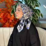 Bahar Desen Pamuk İpek Eşarp-13001-Füme