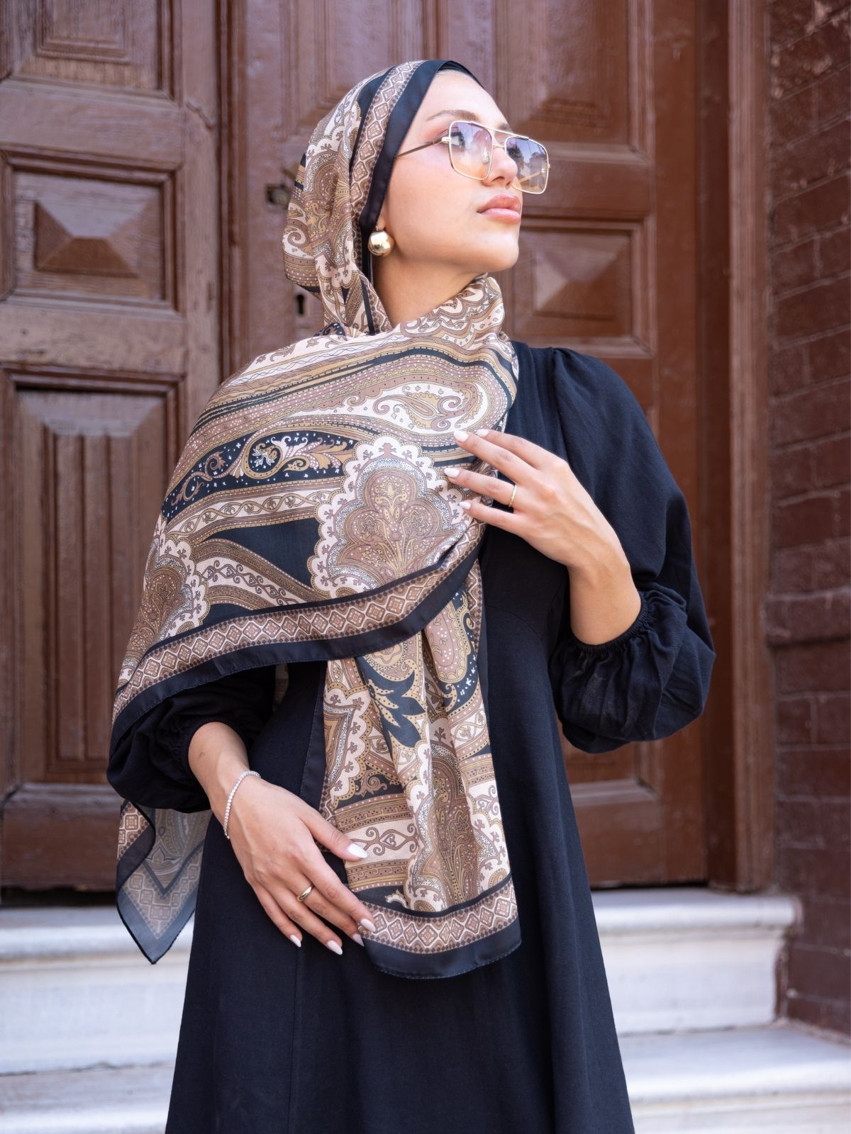 SAHRA DESEN PAMUK İPEK ŞAL-10005-SİYAH - Görsel 2