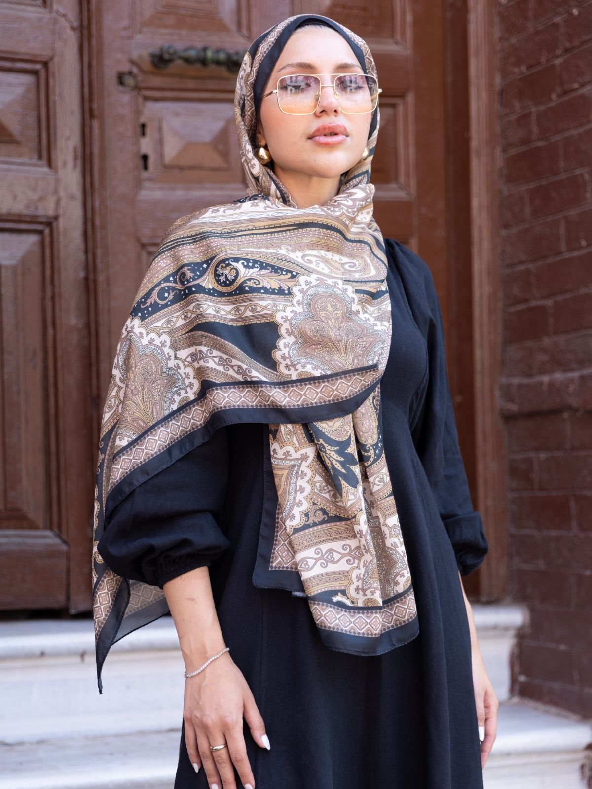 SAHRA DESEN PAMUK İPEK ŞAL-10005-GOLD - Görsel 2